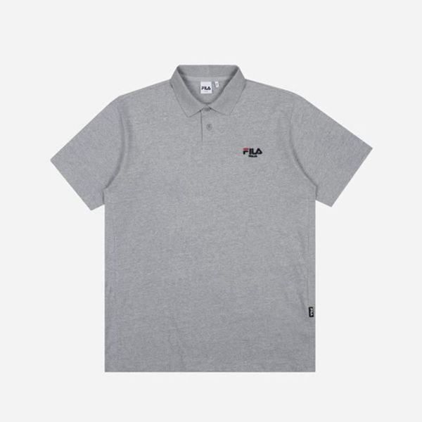 Fila Small Logo Basic Collared S/S Men's Polo Shirts - Grey,NZ 649-61832